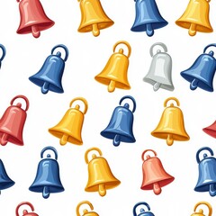 Seamless pattern bell, repeating design with playful graphics, isolated on white