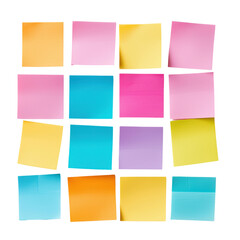 Fototapeta premium Colorful Sticky Notes with Handwritten Ideas on White Background