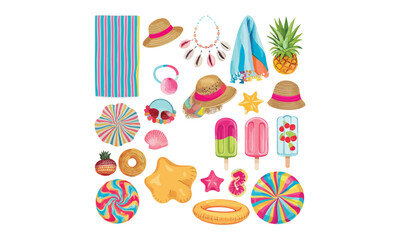 set of easter eggs and ribbons