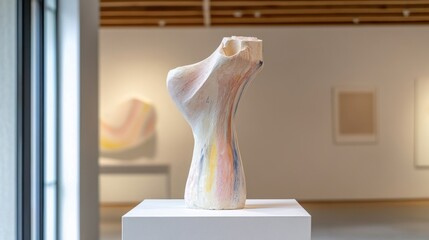 International Museum Day Abstract sculptural artwork in modern art gallery exhibition