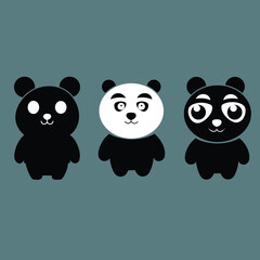 A set of panda vector silhouette