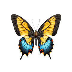 Colorful Retro Photograph of a Yellow and Blue Butterfly