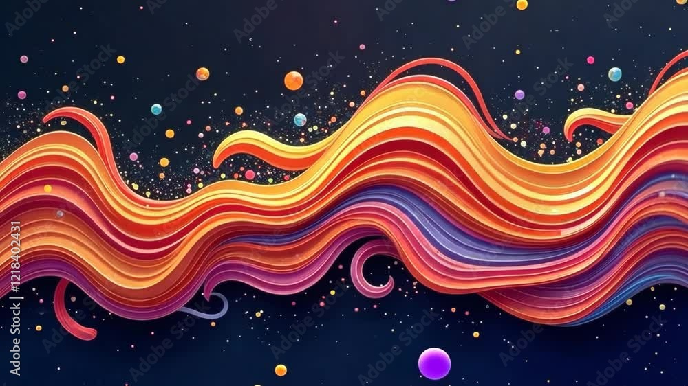 Poster a colorful wave with a purple stripe. there are many different colors in the wave. the wave is very 