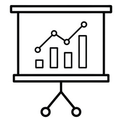 Simple Illustration of a Presentation Stand with Graphs and Charts