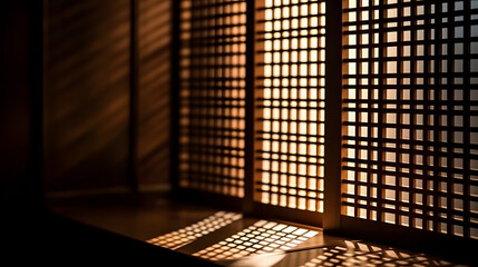 a window with a shadow of a light coming through it