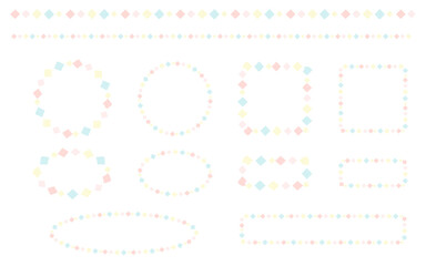 ラフな菱形を組み合わせたパステル色のラインとフレームセット。