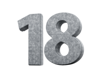 Concrete Number Eighteen 18 Digit Made Of Grey Concrete Stone 3d Illustration