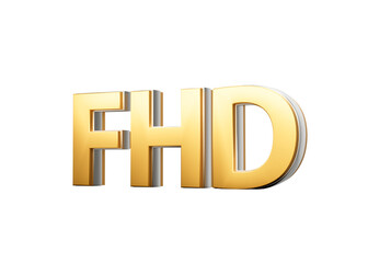 Golden FHD Text With A Sleek Metallic Gleam For Digital Media And Upscale Branding 3D Illustration
