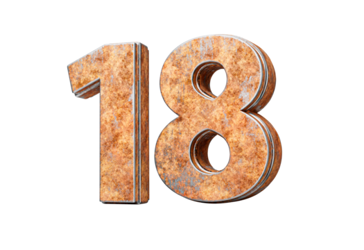 Number Eighteen 18 Digit Made Of Old Rusty Iron Metal Texture 3d Illustration
