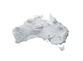 Australia Map Gray And White Shaded Relief Textured Map On White Background 3D Illustration