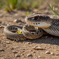 Fototapeta premium Nature’s Hunt: Rattlesnake in Action, Prey in Sight