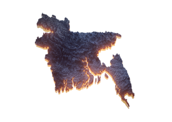 Illuminated Bangladesh Data Map Highlighting Geographical Features Neon Glow Light 3D Illustration