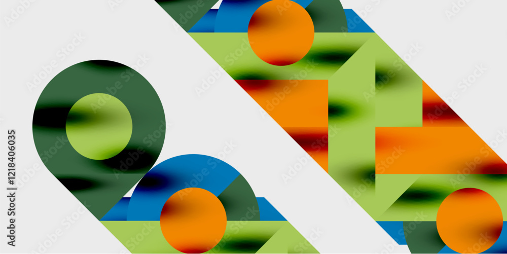 Aufkleber Modern abstract background featuring circles, lines, and triangles in a dynamic geometric composition. Perfect for stylish, tech, or creative-themed designs