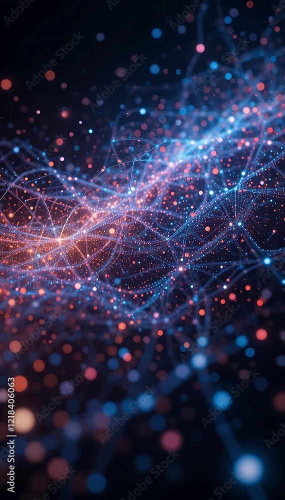 Poster abstract network of glowing points and lines