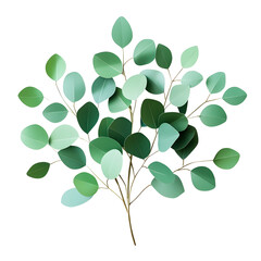Origami Eucalyptus Sprig on Plain White Transparent Background