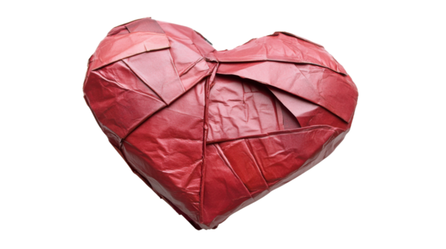 Paper heart shape on transparent background