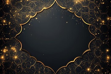 Elegant golden frame design on a dark background with sparkling accents.