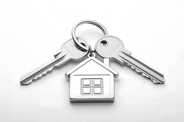 Silver House Keychain with Three Keys