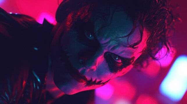 Joker in an atmosphere of darkness and horror, AI generated image