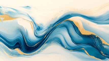 Fototapeta premium Abstract Blue Gold Swirl Paint Texture Art