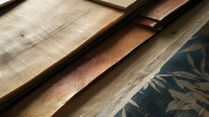 a pile of wood boards