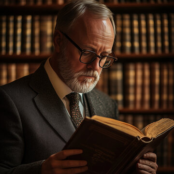 Un abogado revisando libros de leyes