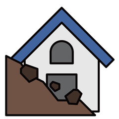 土砂崩れに遭う家のイラスト