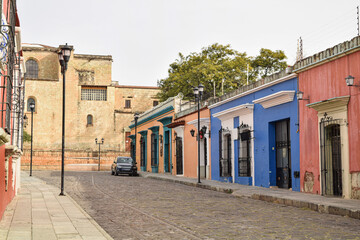 Colorful streets and buildings in Oaxaca city, Mexico. Historic center