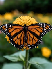 Obraz premium Monarch butterfly on yellow flower