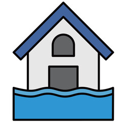 水害に遭う家のイラスト