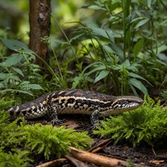 Naklejka premium Natural Balance: Albany Adder Coexisting with Wildlife in a Lush Environment