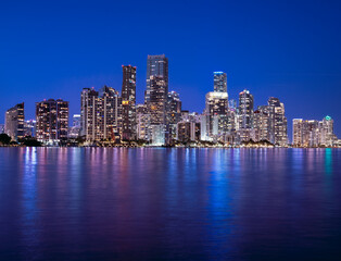 miami blue skyline night downtown Brickell