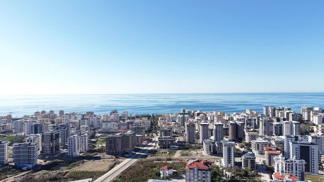 Mahmutlar drone footage. Clean sky, Sea view and castle view 