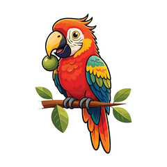 Cute Parrot Bird With Sombrero Hat Cartoon Vector Icon Illustration. Animal Holiday Isolated vector