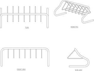 vector illustration design image of bicycle parking rack in public park