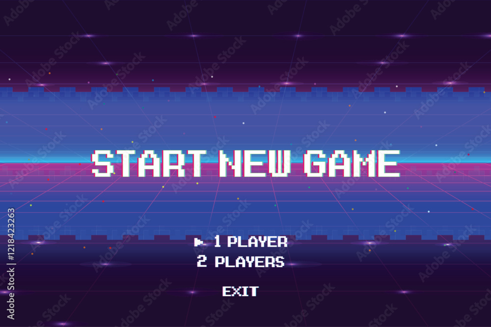 Poster start new game by selecting a player or exiting the game's main menu. modern trendy game background 