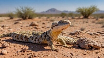 Island Harmony: Aruba Island Rattlesnake Interacting with Iguana and Colorful Bird