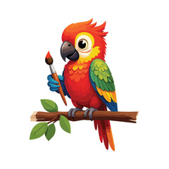 Cute Parrot Bird With Sombrero Hat Cartoon Vector Icon Illustration. Animal Holiday Isolated vector