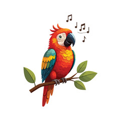 Cute Parrot Bird With Sombrero Hat Cartoon Vector Icon Illustration. Animal Holiday Isolated vector