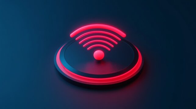61.3D wireless connect and sharing network on internet with alert notice. Hotspot access point for false, problem, fail to connect. Broadcasting area with WiFi. 3D signal vector icon render