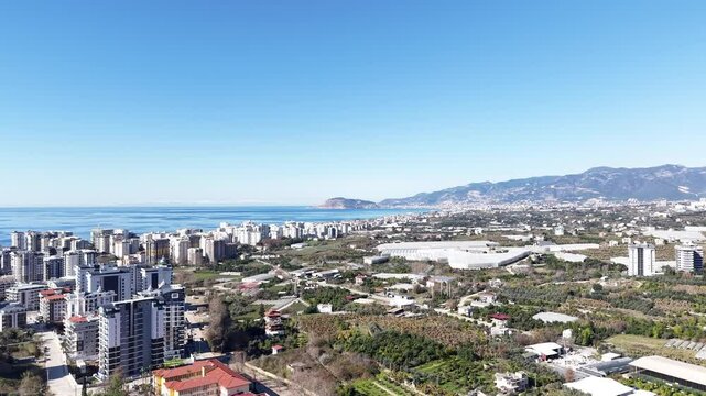 Mahmutlar drone footage. Clean sky, Sea view and castle view 
