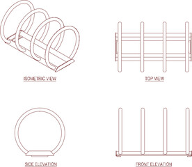vector illustration design image of bicycle parking rack in public place