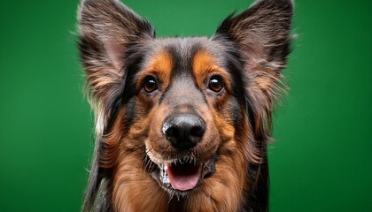 Fototapeta premium realistic studio photo of a dog on a green background