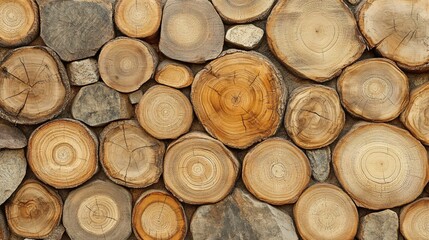 Fototapeta premium Close-up of rustic log cabin walls showcasing natural wooden texture
