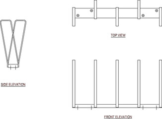 vector illustration design image of bicycle parking rack in public place