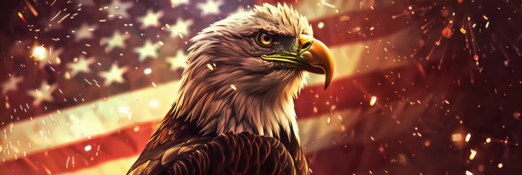 create an american bald eagle banner with stars