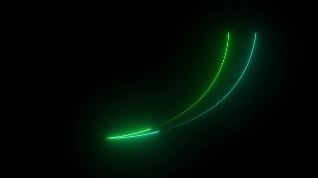 Down to up neon line arrow direction animation.neon line rasing business arrow on black background