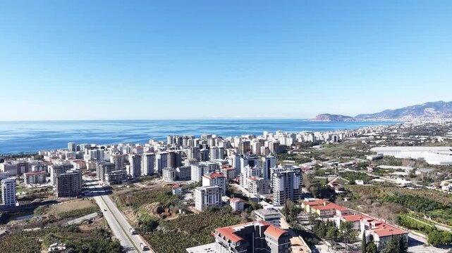 Mahmutlar drone footage. Clean sky, Sea view and castle view 