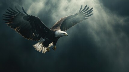 Flying eagle preparing to catch prey, AI generated image