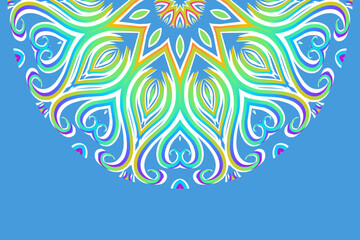 Simple colourful half circle flower line art pattern of indonesian culture traditional tenun batik ethnic dayak ornament	